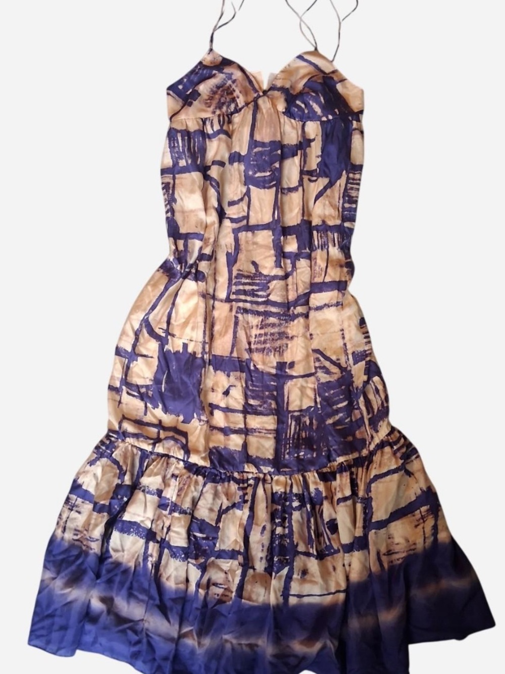 Anthropologie Isabella Sinclair Purple Cream 100% Silk Maxi Dress | Size: 2